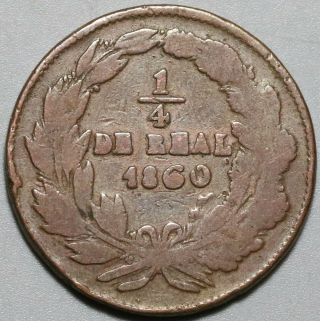 1860 Mexico Chihuahua 1/4 Real Un Quarto Seated Liberty Coin (20070102r)