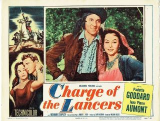 Paulette Goddard,  Charge Of The Lancers (1954) Lobby Card 4,  Jean Pierre Aumont