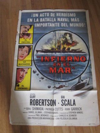 Battle Of The Coral Sea Us/spanish Poster 1959 Cliff Robertson Wwii