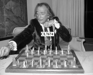 Salvador Dali With A Chess Set Designed By F.  J.  Cooper Of Philadelphia Photo