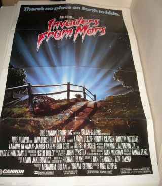 1985 Invaders Are Mars 1 Sheet Movie Poster Tobe Hopper Sci Fi Remake Aliens