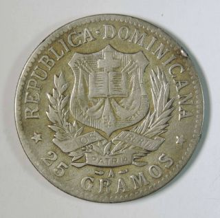 1897 A Dominican Republic Silver 1 One Peso Coin 2