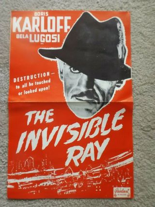 1936 The Invisible Ray Pressbook 1948 Realart Re - Release Karloff Lugosi Horror