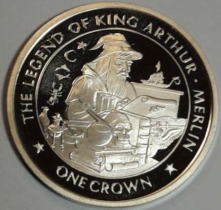 1996 Isle Of Man 1 One Crown Legend Of King Arthur Merlin Gem Proof (dr)