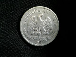 1894 Mexico Silver 50 Centavos Hog Fine,  Rare Incredible Coin