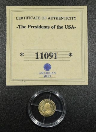 2001 Liberia $10 Gold Presidents Of The Usa.  5 Gram Gold " Proof "