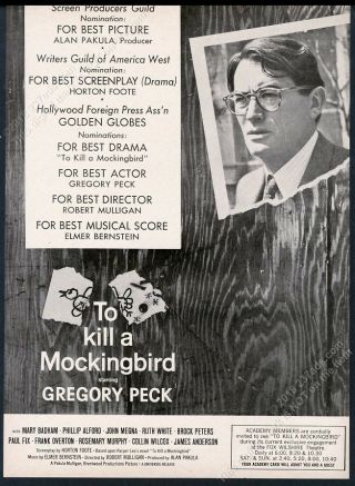 1963 To Kill A Mockingbird Movie Release Gregory Peck Photo Unusual Trade Ad