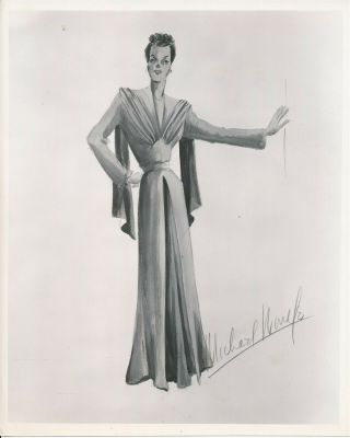 Michael Woulfe Orig.  1947 Rko 8 X 10 Costume Design Sketch Photo Judith Anderson