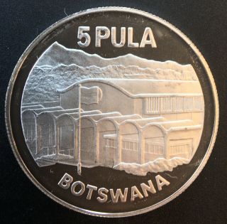 Botswana - Silver 5 Pula Coin - 10th Anniversary - 1976 - Proof