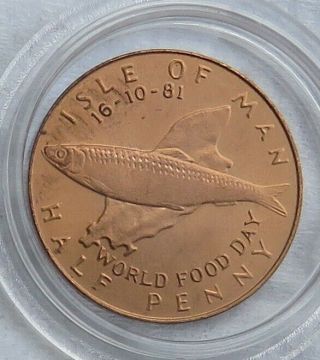 Isle Of Man Half Penny 1981 World Food Day Fao F.  A.  O.  Series Rare