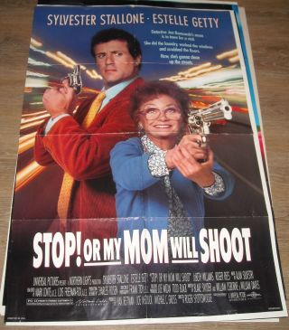 1992 Stop Or My Mom Will Shoot 1 Sheet Movie Poster Stallone Estelle Getty