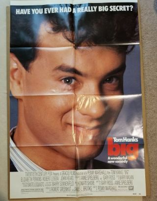 Vintage Big One Sheet Folded 27x41 Movie Poster Tom Hanks 1988 Great