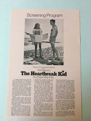 The Heartbreak Kid (1972) Screening Program Handout