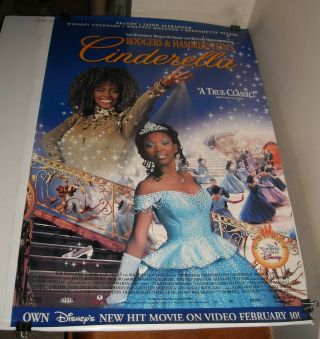Rolled Disney Cinderella Video Movie Poster Whitney Houston Whoopi Goldberg
