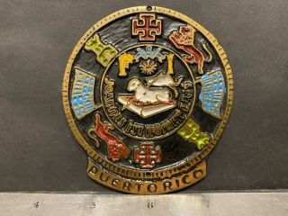 Puerto Rico 1990s Medalla - Placa Escudo/sello Pr,  Brass - Esmaltes 4.  9oz,  3 " X 3.  5 "