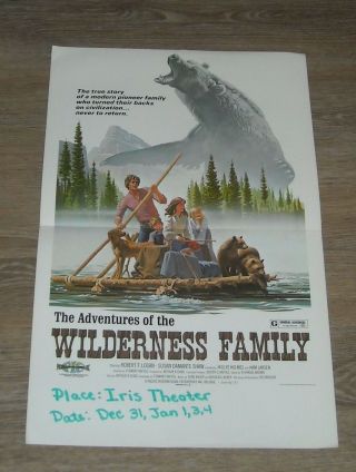 1975 The Adventures Of The Wilderness Family Window Card Movie Poster Art