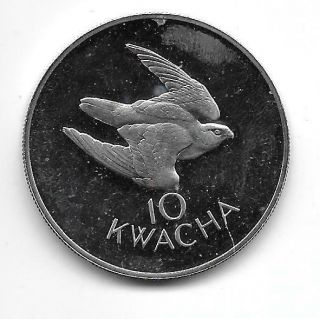 Zambia:1979 10 Kwacha Silver Taita Falcon Proof