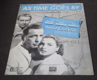 Vintage Sheet Music As Time Goes By Humphrey Bogart Casablanca