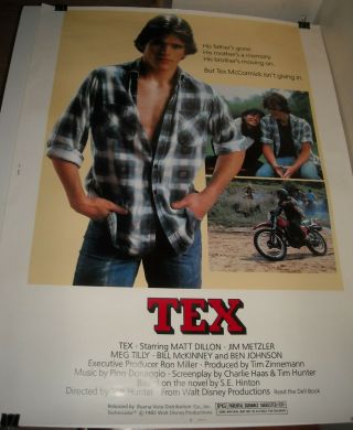 Rolled 1982 Walt Disney Tex Promo Movie Poster 30 X 40 Heavy Stock Matt Dillon