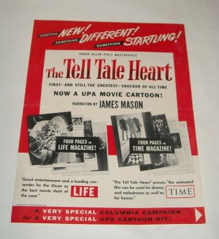 1953 Edgar Allan Poe Tell Tale Heart Promo Movie Pressbook Animated James Mason