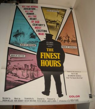 Rolled 1964 The Finest Hours 1 Sheet Movie Poster Orson Welles Winston Churchill