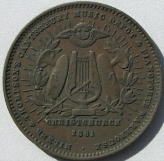 Zealand 1881 Penny Token Milner & Thompson,  Vf,  Andrews 379,  Km Tn 51