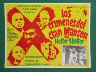 Helter Skelter Charles Manson Sharon Tate Crime Spanish Mexican Lobby Card