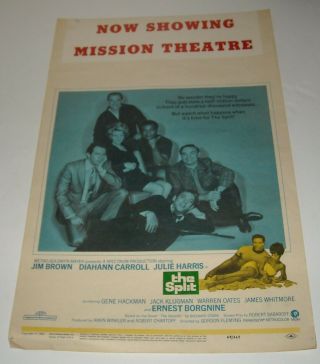 1968 The Split 14 X 22 Window Card Movie Poster Jim Brown Diahann Carroll Photo