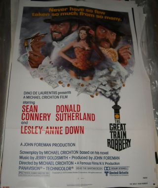 1979 The Great Train Robbery 1 Sheet Movie Poster Sutherland Connery Lesley Down