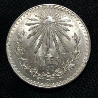Mexican Un Peso Silver Coin 1932 Libertad Edge Lettering.