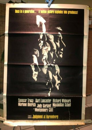 Judgment At Nuremberg Large One Sheet Movie Poster 1961 Folded