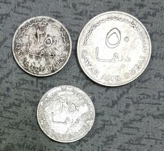 Qatar & Dubai 1966,  3 Coins,  25,  25 & 50 Dh.