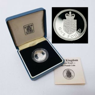 1988 United Kingdom £1 Pound Sterling Silver Crowned Royal Shield Coin Vh - Uk8816
