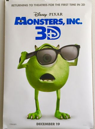Monsters Inc.  3d Advanced Dbl - Sided Teaser Movie Poster 27x40