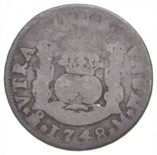 Silver - World Coin - 1748 Colonial Mexico 2 Reales - World Silver Coin 034