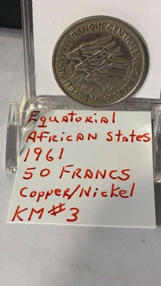 EQUATORIAL AFRICAN STATES 1961 - 50 FRANCS COPPER - NICKEL COIN KM 3 3