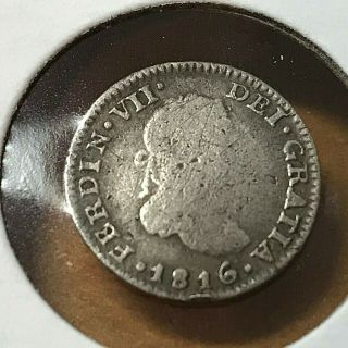 1816 MEXICO SILVER 1/2 REALE BETTER COIN 2
