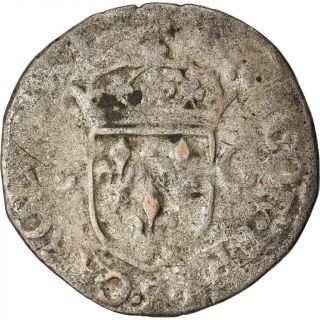 [ 871989] Coin,  France,  Charles Ix,  Douzain Aux Deux C,  1574,  Troyes,  Vf,  Billon