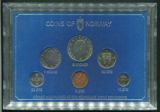 Norway 1976 Coins Of Norway Complete Unc Coin Set In Sandhill Cassette