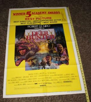 1978 The Deer Hunter One Sheet Movie Poster 27 " X 41 " Robert Deniro Yellow
