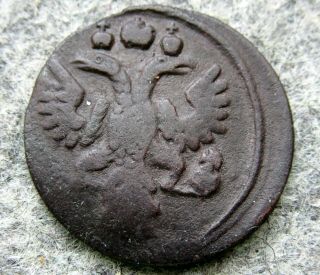 Error One Side Strike - Russia 1730 - 1754 Polushka - 1/4 Kopek,  Copper Coin