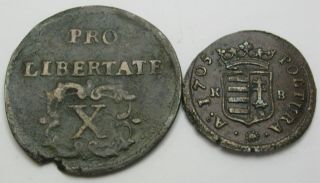 Hungary 1,  10 Poltura 1704/1705 - Copper - 2 Coins.  - 1837