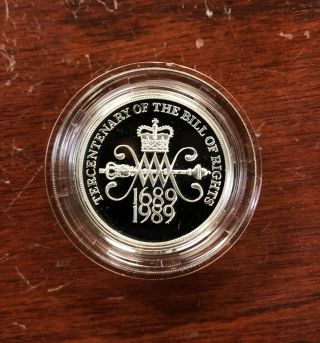 1989 Great Britain Two Pounds Piedfort Proof Silver Coin In Capsule