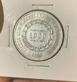 Brasil 1000 Reis 1860 Silver Coin