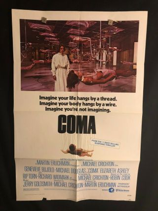 Coma 1977 One Sheet Movie Poster Michael Douglas Michael Crichton Sci Fi