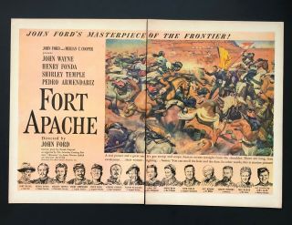 1948 Fort Apache Movie Advertisement John Wayne Fonda Temple Vtg Print Ad