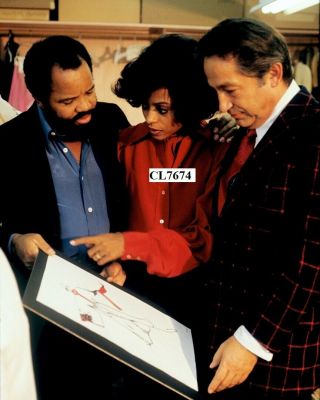 Diana Ross,  Berry Gordy,  Nat Rudick With Costume Sketches For Movie 