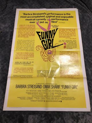 Funny Girl News Headlines Movie Poster 27 X 41 Barbra Streisand