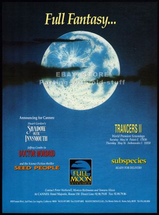Full Moon Ent.  _original 1991 Trade Ad Promo / Poster_charles Band_subspecies