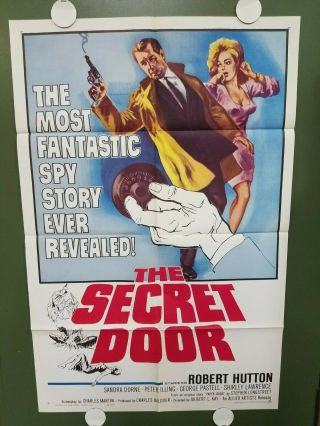 1964 The Secret Door One Sheet Poster 27 " X41 " Robert Hutton Wwii Spy Thriller